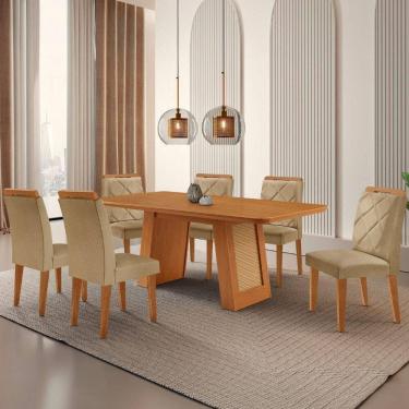 Imagem de Mesa De Jantar Carolina Com 6 Cadeiras Moderna Mobilia Turim 07/ Laminado