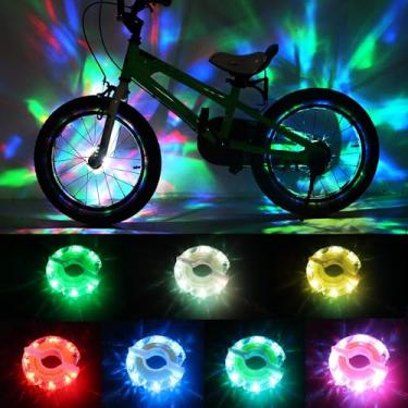 Imagem de DAWAY Luzes de roda de bicicleta recarregáveis – luzes de LED legais A16 para crianças, pacote com 2 pneu, acessórios de segurança para meninos e meninas, adultos, à prova d'água, super brilhante,