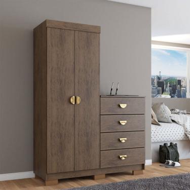 Imagem de Cômoda Roupeiro Ingleses 2 Portas 4 Gavetas Imbuia - Panorama Móveis