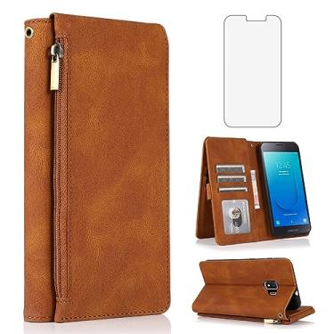 Imagem de Compatível com Samsung Galaxy J2 Pure J2 Core 2018 2020 J 2 Dash 2J Shine 2019 Capa carteira de vidro temperado protetor de tela com zíper flip capa porta-cartão para J2Core J2Dash J2Pure SM-J260A