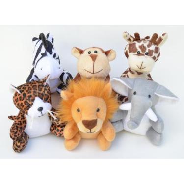 Imagem de Pelúcias bichinhos de safári floresta selva leão girafa elefante macac