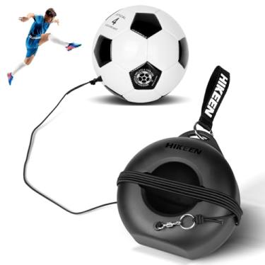 Imagem de Hikeen Rebote de treinador de futebol com bolas de corda elástica, conjunto de treinamento de futebol portátil com peso base de metal, equipamento de treino de futebol solo para crianças, adultos ou