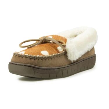 Imagem de ARIAT Mocassim feminino Ivy – Pantufa de couro de camurça genuína, sem cadarço, com sola de borracha, estilo slip-on, Antílope marrom, 40