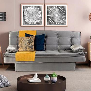 Imagem de Sofá Cama Hollywood com Tecido Veludo - Cinza - Matrix, Cinza