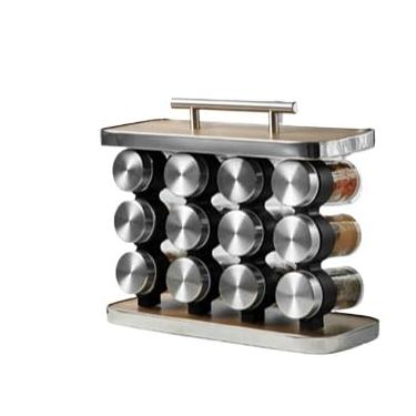 Imagem de Porta Tempero 12 Potes De Vidro Com Alça Inox