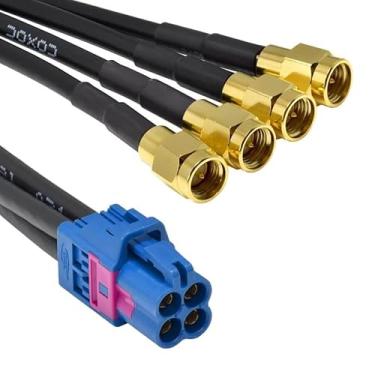 Imagem de Mini Fakra A Type Jack 4 em 1 Blue C Code to Plug Macho 4 Portas Universal Veículo Carro Conjunto de Cabo Coaxial Personalizar 50 cm