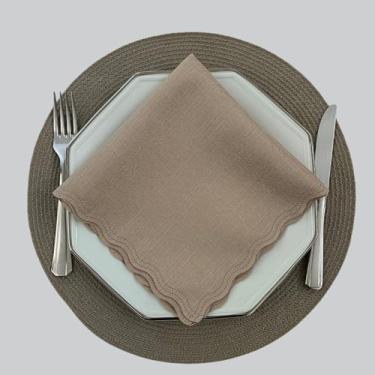 Imagem de Guardanapo de Linho Tecido Kit 50 Acabamento a Laser 40 x 40 CM Mesa Posta (50,Dourado)
