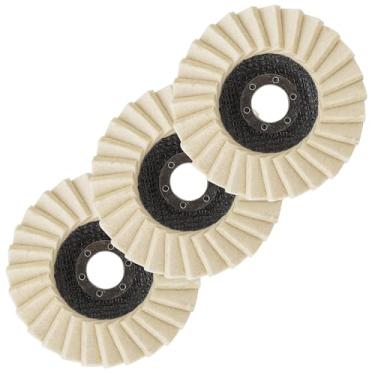 Imagem de 3 peças de roda de polimento de lã, disco de aba de feltro de 10 x 19 cm para rebarbadora de ângulo