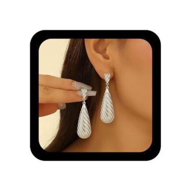 Imagem de Xduargs Brincos pendentes de gota, brincos longos de gota, brinco de gota, brinco de gota d'água para mulheres (ouro), Zinco, Sem pedra preciosa