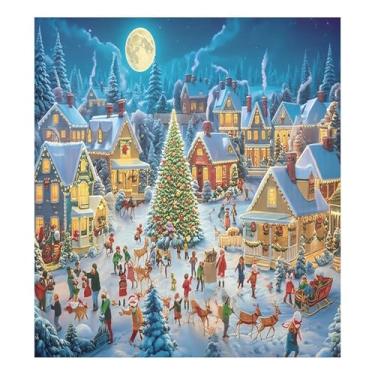 Imagem de SEHANY Capa magnética para lava-louças de Natal Snowy Town, adesivos magnéticos para decoração de Natal para painel de geladeira e lava-louças, decoração de Natal de cozinha doméstica 58 x 66 cm