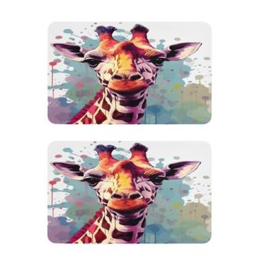 Imagem de Blueangle Conjunto de 2 ímãs de geladeira com pintura de girafa - Ímãs decorativos engraçados de geladeira de cozinha - Seguro para lava-louças e decoração magnética durável (217)
