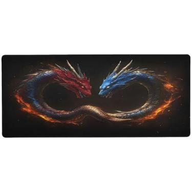 Imagem de SEHANY Red and Blue Dragons Tapete de mouse grande 89,9 x 39,9 cm antiderrapante para jogos Mouse pad com base de borracha de 3 mm de espessura, protetor de mesa para laptop, mesa para jogadores