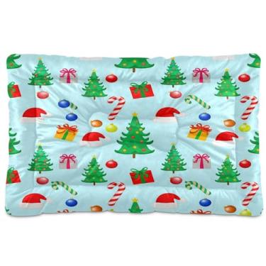 Imagem de SEHANY Cama de árvore de Natal em aquarela para cães e gatos com fundo antiderrapante, caixa de canil, colchão macio para animais de estimação, lavável para cães pequenos, médios e grandes, gatos, 91