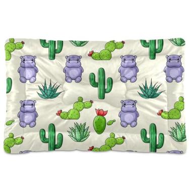 Imagem de SEHANY Cama de hipopótamo fofa para cães e gatos com fundo antiderrapante, caixa de canil, colchão macio para animais de estimação, lavável para cães pequenos, médios e grandes, gatos, 91 x 71 cm