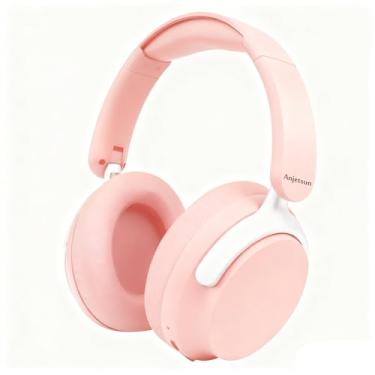 Imagem de Anjetsun Wireless Over Ear Headphones with Mic, 80H Playtime & 800mAh Fast Charge, ANC Noise Cancelling & Transparency Mode, Over The Head Headphones for Work Travel(Peach Blossom Tint)