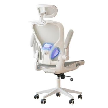 Imagem de HGTRH Cadeira de escritório ergonômica, cadeira de escritório de malha ergonômica com encosto de cabeça ajustável 90°-120° suporte lombar para cima e para baixo, encosto reclinável, base de nylon