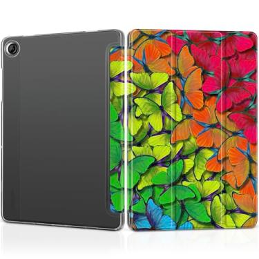 Imagem de MEEgoodo Capa para Samsung Galaxy Tab A9 Plus 27.9 cm 2023 (compatível com o modelo SM-X210/X216/X218), capas para tablet A9+ com textura de seda e capa traseira transparente para PC, borboletas