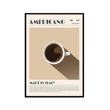 Imagem de Coffee Prints Cafe Latte Espresso Cappuccion Americano Cafe Poster Decoração de Cozinha Pintura em Tela Presente Decoração de Sala de Jantar (SKU4,20.3x30.5 cm = (20x30cm), Moldura de foto preta)