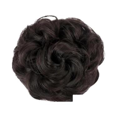 Imagem de Coque De Cabelo Sintético Cacheado Natural Para Mulheres, Extensões De