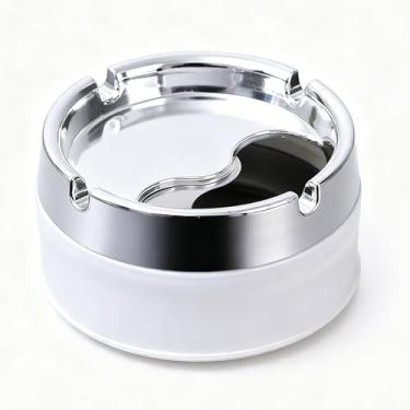 Imagem de Cinzeiro rotativo de aço inoxidável selado para sala de estar, simples e elegante, branco