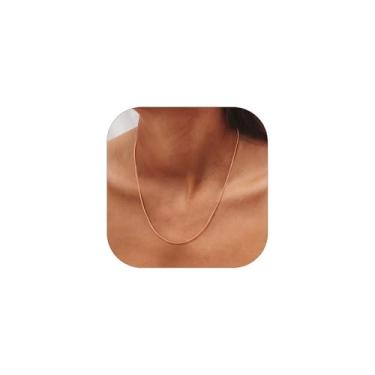 Imagem de ChainsHouse Colar de corrente de cobra de aço inoxidável para mulheres e homens, colares de corrente cubana/fígaro/caixa/corda/rolo, 40,6 cm - 76,2 cm de comprimento, prata/ouro/preto,