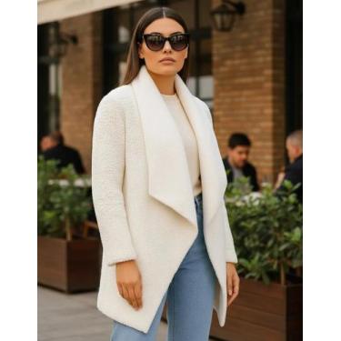 Imagem de Casaco Feminino Pontas Fleece Térmico Ultra Leve Zanca Modas, G, Branc