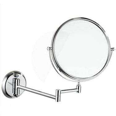 Imagem de YYBOES Espelho de maquiagem montado na parede, espelho de maquiagem de parede espelho cosmético de dois lados giratório 360° espelho de barbear extensível para banheiro ampliação 3x, fundo quadrado de