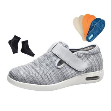 Imagem de Sapatos Fascite Plantar Homem, Calçado Masculino Ajustável ​​e Respirável ​​para Artrite Edema E Pés Inchados Para Diabéticos, Ténis Caminhada Com Inchaço, Polegar Valgo(Light gray,46 EU)