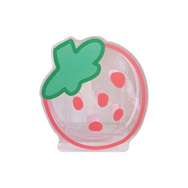 Imagem de POCREATION Estojo Transparente para Canetas, Fofo Estojo de Acrílico para Pincéis de Maquiagem Em Estilo Cartoon para Mesa de Escritório ou Toucador, Com Design Multifuncional (Morango)
