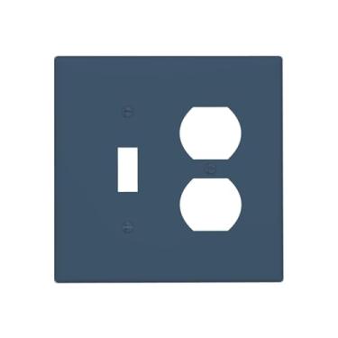 Imagem de WUYOCHA Capas de tomada decorativas Encore azul marinho 2 interruptores de luz placa de parede dupla com interruptor único para tomadas elétricas, capas de placa de interruptor para quarto, cozinha