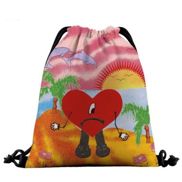 Imagem de Mochila com cordão Bads Bunny Anime para bolsa de ginástica esportiva