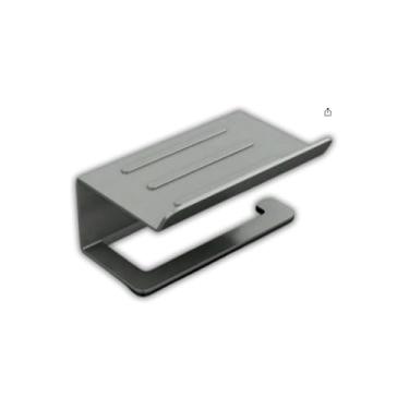 Imagem de Suporte de Banheiro Premium em Aço Inox, 16.5 x 6 cm, Preto/Cinza, Instalação Simples, com Buchas e Parafusos