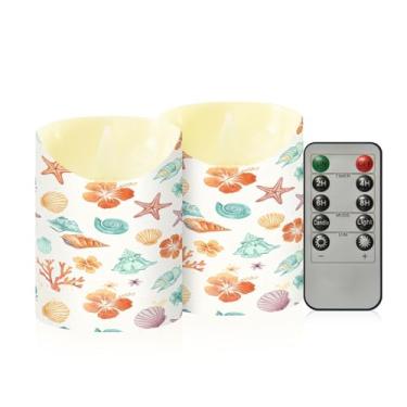 Imagem de Wassud Velas sem chama de estrela do mar com controle remoto, velas realistas cintilantes com temporizador, velas decorativas para Natal, casamento, festa, decoração de casa pequenas