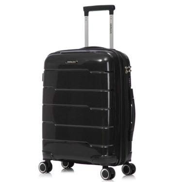 Imagem de Mala De Bordo 10kg Viagem Zíper Expansível Em Polipropileno Rodinhas 360º Tsa - Lima - Denlex Preto