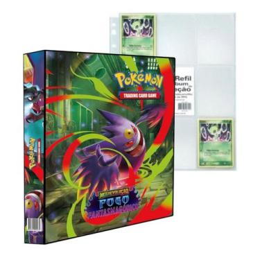 Imagem de Álbum Pasta Fichário Pokemon Fogo Fantasmagórico com 10 Folhas Plástic