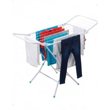 Imagem de Varal de Chão Reforçado com Abas Dobrável Retrátil Slim Cor Branco