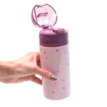 Imagem de Garrafinha Rosa Infantil 580ml com Canudo Silicone e Bico Ergonômico – Leve e Prática