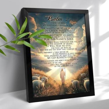 Imagem de Psalm 23 Arte de parede emoldurada Salmo Cristão 23 Tela Decoração de parede Escritura Versículo Bíblico Imagens Impressões Pintura Religiosa Inspiradora Impressão Pintura para Sala de Oração Cristã