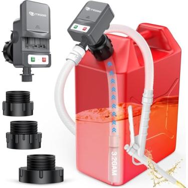 Imagem de Tvgoo Bomba de transferência de combustível portátil - bocal para controle rápido de fluxo e 3,2 GPM, sifão portátil sem derramamento com 3 adaptadores para óleo, gasolina, diesel, água (cinza escuro)