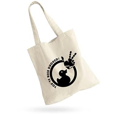 Imagem de YOU'VE BEEN DUCKED Bolsa, sacola de pato, bolsa para amantes de patos, bolsa de transporte, bolsa de pato de borracha, transporte, patos, bagagem - sacola de lona natural
