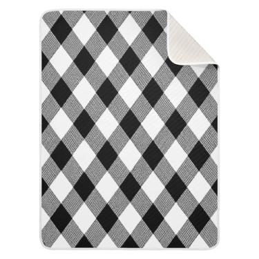 Imagem de Qilmy Cobertor de xadrez preto para bebês 76 x 101 cm, cobertor infantil de algodão macio para meninos e meninas, cobertor leve e quente para bebês e bebês recém-nascidos