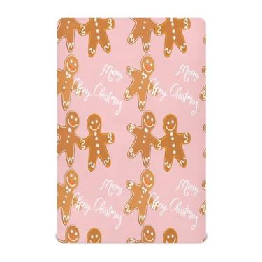 Imagem de Qilmy Lençóis de Natal para berço de gengibre, macio, respirável, de microfibra, elástico, para meninos e meninas, miniberço, 99 cm x 68,5 cm, capa de colchão infantil portátil