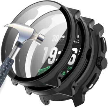 Imagem de Acddeny [Pacote com 2 capas com protetor de tela de vidro temperado compatível com SUUNTO RACE 2, dureza 9H, 360°, capa protetora ultrafina para PC 2 preta