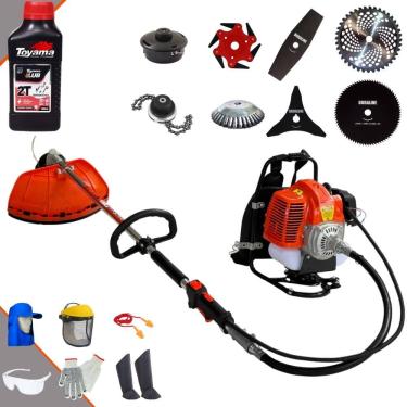 Imagem de Roçadeira Costal Terra GRC430 43cc 1,7HP Alta Rotação Para Todos os Tipos de Trabalho Com Carretel + Kit de 7 Opções de Cortes + Óleo Toyama 2T + EPI