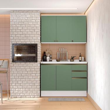 Imagem de Armário De Cozinha Compacta 100% Mdf 120cm Branco/verde Celeste Kappesberg