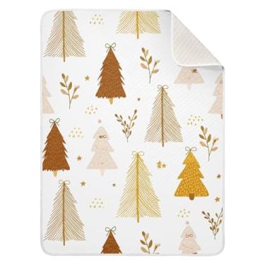 Imagem de Wassud Cobertor de bebê marrom de árvore de Natal para meninos e meninas, macio e recém-nascido, cobertor aconchegante de algodão essencial para berçário, viagem, berço, carrinho 76 x 101 cm