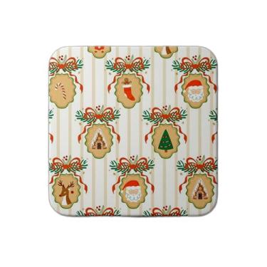 Imagem de Ladrilho Decorativo de Cerâmica Natalino com Estampa e Fita de Laço