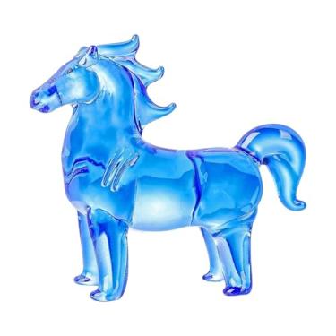 Imagem de XLWLLNJ Estatueta de Cavalo em Vidro, Escultura de Animal, Ornamento Decorativo Robusto para Mesa, Estátua de Cavalo para Decoração de Casa, Escritório e Sala, Azul