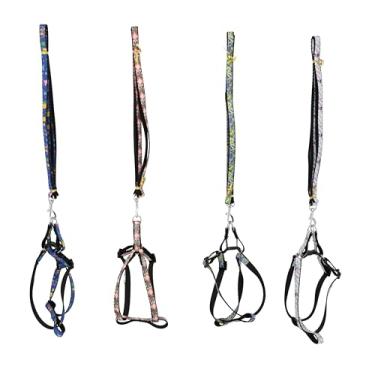 Imagem de Lovely Vibe Kit Peitoral e Guia para Cães e Gatos, Poliéster Estampado, Ajustável com Engate Inox, comprimento 1,20m, Design Confortável (Comprimento 1,2 m x Largura da guia 1,1 cm)