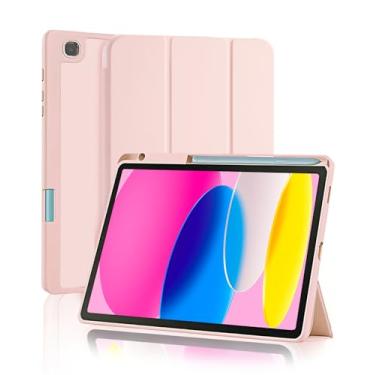 Imagem de Capa para Samsung Galaxy Tab S6 Lite 10.4 Polegadas 2024/2022/2020 com Suporte para Pencil Parte Traseira em TPU Macio função de ativação/desativação automática, Rosa